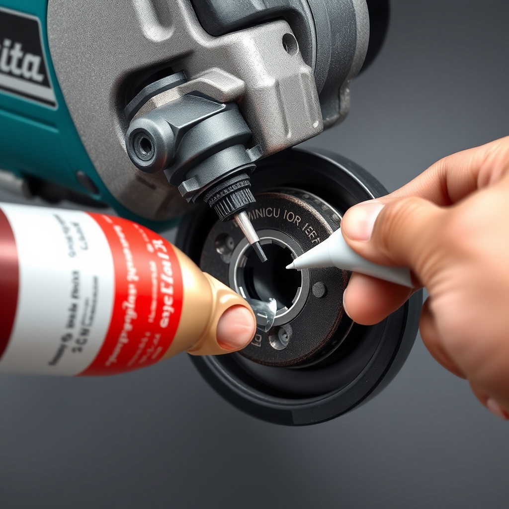 <clean photorealistic photo/illustration of Makita HR2470 being cleaned with compressed ai